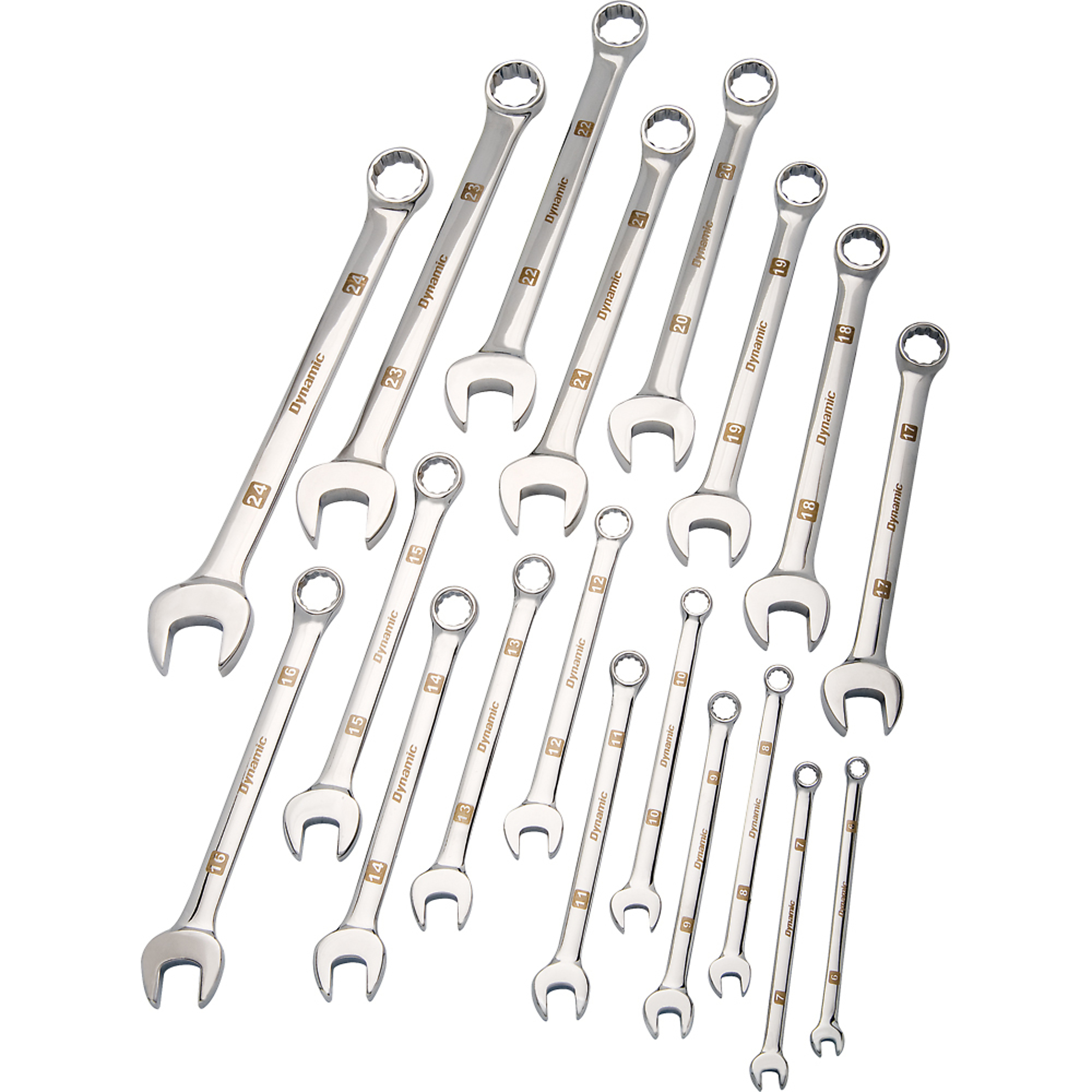 Dynamic Tools, 19 Piece Metric Combination Wrench Set Chrome, Model# D074203